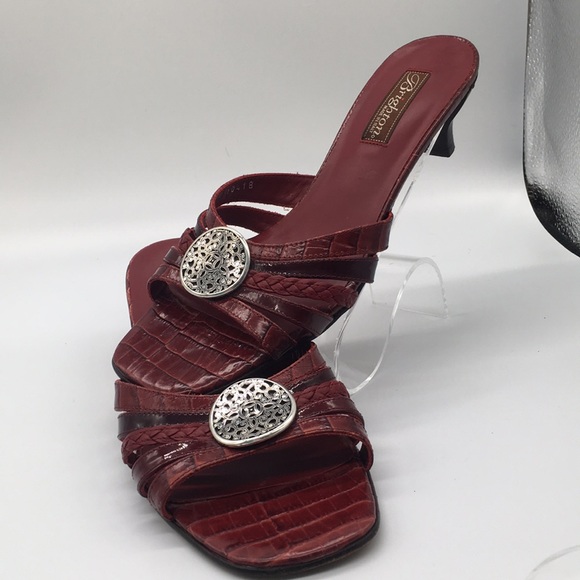 Brighton Shoes - Brighton sz 9 red leather dressy heeled sandals(C)